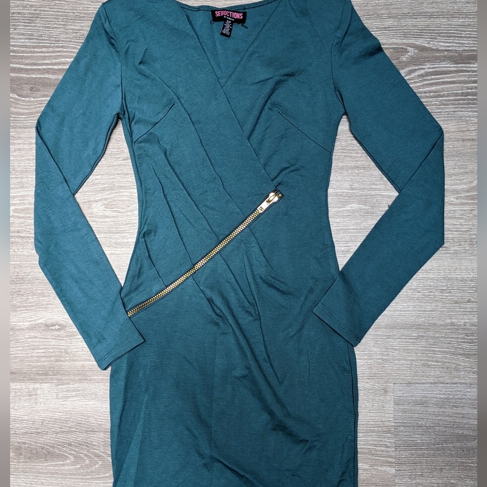 SEDUCTIONS | teal side zipper pleats